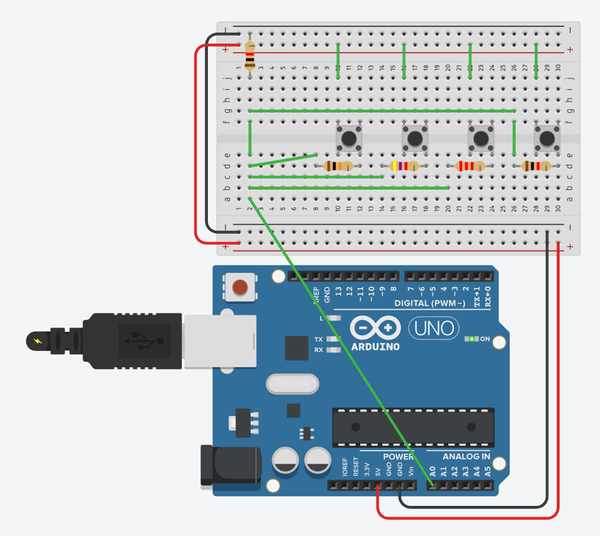 4 Buttons on 1 Analog Pin: The Voltage Divider Trick for Arduino