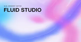 Fluid Studio interface over a luminous blue, violet, and pink GLSL gradient.