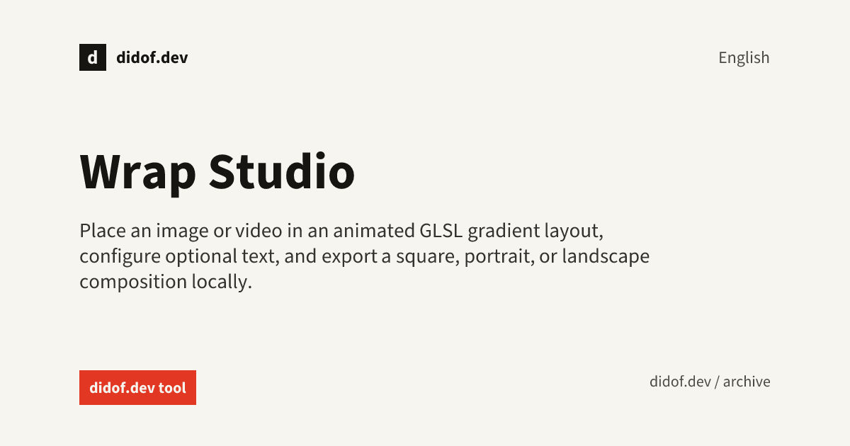 Wrap Studio showing media framed over a colorful animated gradient composition.