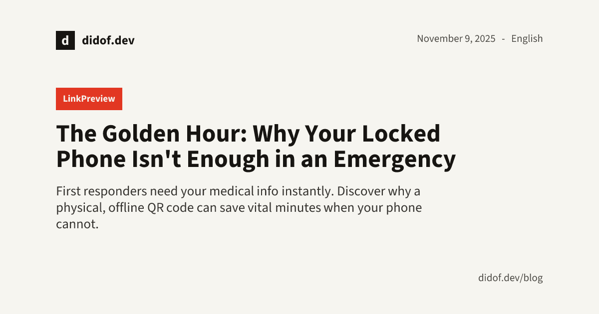 The Golden Hour: Why Your Locked Phone Isn't Enough in an Emergency